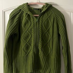 Daisy Fuentes Olive Green Cable Knit Cardigan